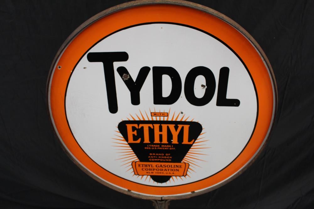 Tydol Sign PORCELAIN TYDOL GASOLINE CURB SIGN