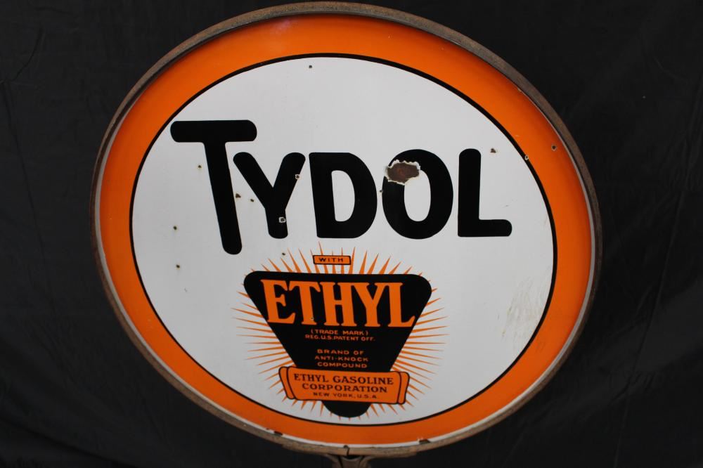 Tydol Sign PORCELAIN TYDOL GASOLINE CURB SIGN