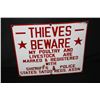 Image 1 : PORCELAIN SIGN THIEVES BEWARE POULTRY CATTLE TATOO
