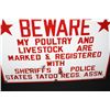 Image 2 : PORCELAIN SIGN THIEVES BEWARE POULTRY CATTLE TATOO