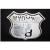 Image 1 : EMBOSSED STEEL WYOMING US HWY ROUTE 18 SHIELD SIGN