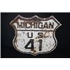 Image 1 : EMBOSSED STEEL MICHIGAN US ROUTE 41 SHIELD SIGN