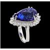 Image 4 : 14.11 ctw Tanzanite and Diamond Ring - 14KT White Gold