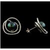 Image 2 : Tahitian Pearl and Diamond Earrings - 14KT White Gold