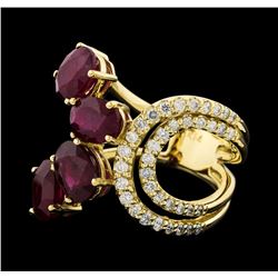 4.73 ctw Ruby and Diamond Ring - 14KT Yellow Gold