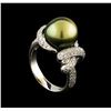 Image 4 : Tahitian Pearl and Diamond Ring - 14KT White Gold