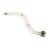 Image 1 : 1.00 ctw Diamond, Jade, and Pearl Bracelet - 18KT White Gold