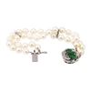 Image 2 : 1.00 ctw Diamond, Jade, and Pearl Bracelet - 18KT White Gold