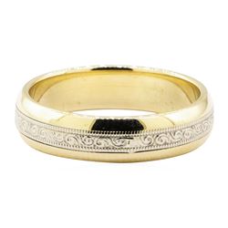 Two-Tone 5mm Half-Dome Band - 14KT Yellow and White Gold