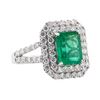 Image 1 : 2.74 ctw Emerald and Diamond Ring - 18KT White Gold