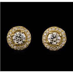 1.38 ctw Diamond Earrings - 14KT Yellow Gold