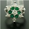 Image 2 : 14k White Gold 2.25 ctw Round Emerald & Diamond Ladies Star Cluster Cocktail Rin