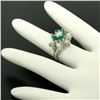 Image 4 : 14k White Gold 2.25 ctw Round Emerald & Diamond Ladies Star Cluster Cocktail Rin