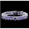 Image 1 : 24.48 ctw Tanzanite and Diamond Bracelet - 14KT White Gold