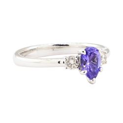 0.79 ctw Tanzanite and Diamond Ring - 14KT White Gold