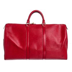 Louis Vuitton Red Epi Leather Keepall 50 cm Duffle Bag Luggage