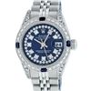 Image 1 : Rolex Ladies Stainless Steel Quickset Blue Diamond Lugs Datejust Wristwatch
