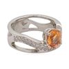 Image 2 : 1.4 ctw Diamond And Orange Sapphire Ring - Platinum