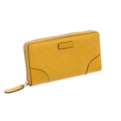 Gucci Yellow Diamante Coated Canvas Leather Zippy Wallet