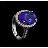 Image 4 : 9.04 ctw Tanzanite and Diamond Ring - 14KT White Gold