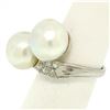 Image 7 : GIA Certified Solid Platinum Pearl & Diamond Bypass Cocktail Ring