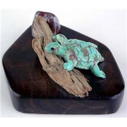 Carved Turquoise Turtle Sculpture