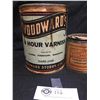 Image 2 : Vintage Woodwards Lot. Woodwards Varnish Stain Rosewood Tin, and Dark Oak Varnish Tin. Both Paper La