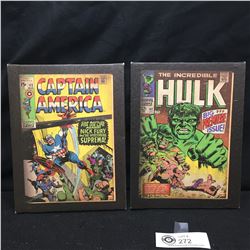 Lot of 2 Artissimo Marvel Prints. Captain America and The Incredible Hulk. 6.5  w x 8.5 H