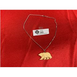 Sterling Silver Necklace with Nicely Carved Bear Pendant