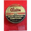 Image 2 : Vintage Alrite Valve Grinding Compound. 2 Ounce Tin. Nice Graphics