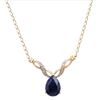 Image 1 : Plated 18KT Yellow Gold 4.18ct Black Sapphire and Diamond Pendant with Chain