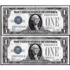 Image 1 : Lot of (2) Consecutive 1928A $1 Funny back Silver Certificate Notes