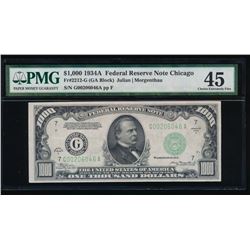 1934A $1000 Chicago Federal Reserve Note PMG 45
