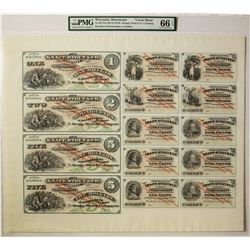 Uncut Sheet of Knapp, Stout & Co Menomonie, WI Obsolete Notes PMG 66EPQ
