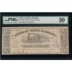 1862 $10 North Carolina Obsolete Note PMG 30