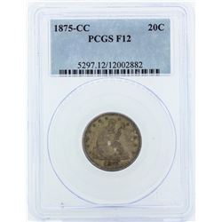 1875-CC Seated Liberty Twenty Cent Piece Coin PCGS F12