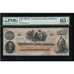 1862-63 $100 Confederate States of America Note PMG 65EPQ