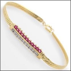 Plated 18KT Yellow Gold 4.79ctw Ruby and Diamond Bracelet