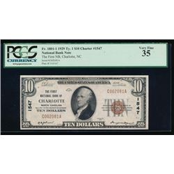 1929 $10 Charlotte National Bank Note PCGS 35