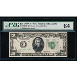 1928A $20 Atlanta Federal Reserve Note PMG 64