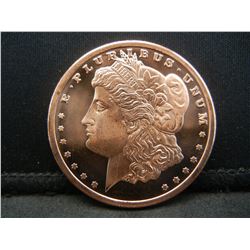 One Ounce .999 Fine Copper Round Morgan Design