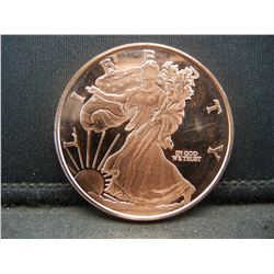 One Ounce .999 Fine Copper Round Walking Liberty Design