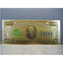 Series 1928 $5,000 Gold Certificate 24K Gold Foil Note (Not Legal Tender)