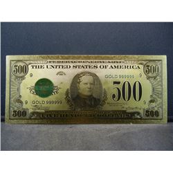 Series 1928 $500 Gold Certificate 24K Gold Foil Note (Not Legal Tender)