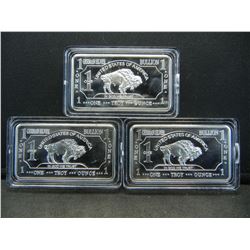 CLAD (3)One Troy Ounce German Silver Buffalo Collector Bars CLAD
