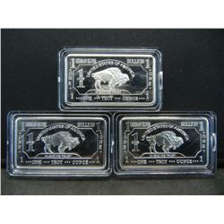 CLAD (3) One Troy Ounce German Silver Buffalo Collector Bars CLAD