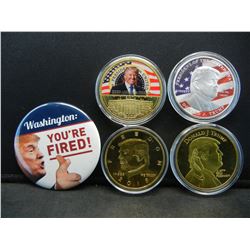 (5) Trump Collector Pieces 4 Medals and One Pin