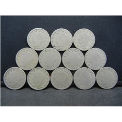 (12) Different Liberty Nickels 1898-1911