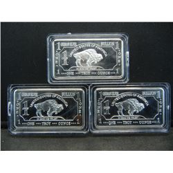 CLAD (3)One Troy Ounce German Silver Buffalo Collector Bars CLAD