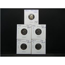 (5) Proof Roosevelt Dimes, 86S, 92S, 93S, 93S, 05S